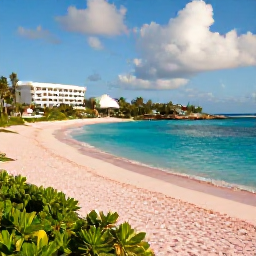 Caribbean Holidays, October Honeymoons, Elegant Bermuda hotel overlooking a pink-sand beach and turquoise sea, with tropical gardens and soft October sunlight