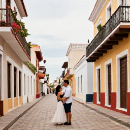 Caribbean Holidays, October Honeymoons, Newlywed couple exploring the colonial streets and colourful architecture of Santo Domingo, Dominican Republic