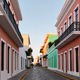 Caribbean Holidays, October Instagram Hotspots, Colourful colonial buildings and cobbled streets in Old San Juan, Puerto Rico, photographed in soft morning light