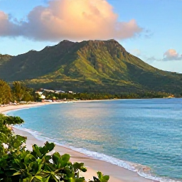 Caribbean Holidays, October Instagram Hotspots, Golden-hour view across Maracas Bay in Trinidad, with lush green mountains, bright turquoise sea and a relaxed beach atmosphere