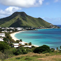 Caribbean Holidays, October Instagram Hotspots, Panoramic viewpoint from Pic Paradis over the green hills, bays and turquoise coastline of Saint Martin and Sint Maarten in October