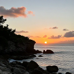 Caribbean Holidays, October Instagram Hotspots, Sunset at Ram Head on St John, with rocky coastline, Caribbean sea and orange-pink sky