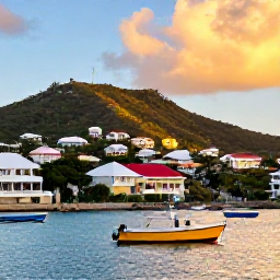 Caribbean Holidays, October Instagram Spots, Golden-hour view across Gustavia harbour in Saint Barth&eacute;lemy, with colourful boats, hillside villas and warm October light