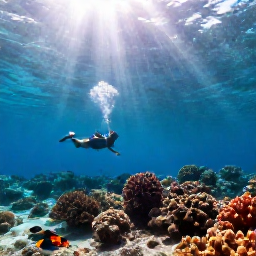 Caribbean Holidays, October Luxury, A snorkeller exploring a colourful coral reef in clear Caribbean water near Turks and Caicos, with tropical fish and sunlight from above