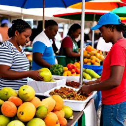 Caribbean Holidays, October Montserrat, Local Montserrat food market with fresh fruit, Caribbean dishes and friendly stallholders