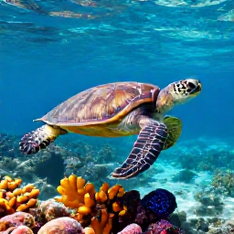 Caribbean Holidays, October Nature Holidays, A sea turtle swimming above a colourful reef in the clear Caribbean waters around Saint Barth&eacute;lemy