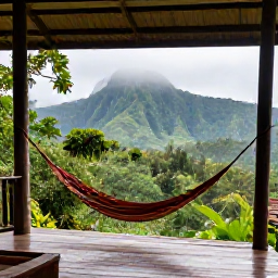 Caribbean Holidays, October Nature Holidays, Peaceful Caribbean eco lodge surrounded by rainforest, open-air veranda, hammocks and misty green mountains beyond