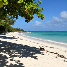 Caribbean Holidays, October Nature Holidays, Quiet October beach on Grand Turk, Turks and Caicos, with limestone shore, sea grapes and distant fishing boat