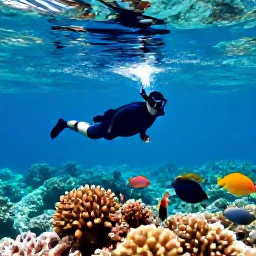 Caribbean Holidays, October Nature Holidays, Snorkeller observing colourful tropical fish above a coral reef in clear Caribbean water near the Grenadines