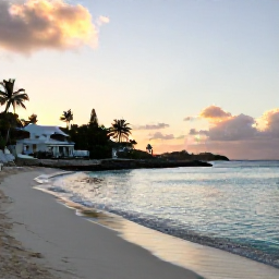 Caribbean Holidays, October Saint Barth, A quiet adults-only beach at sunset on Saint Barth&eacute;lemy, with calm turquoise water, pale sand and elegant island scenery