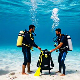 Caribbean Holidays, October Scuba Diving, Friendly qualified dive instructor preparing scuba equipment beside a tropical beach in the Dominican Republic