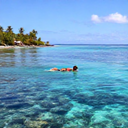 Caribbean Holidays, October Solo Holidays, A lone snorkeller swimming above a clear coral reef near Tobago, with tropical fish, calm blue water and a sheltered bay