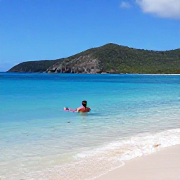 Caribbean Holidays, October Solo Holidays, A solo traveller snorkelling in clear Caribbean water near a sandy beach in St John, United States Virgin Islands, with colourful fish and green hills in the background