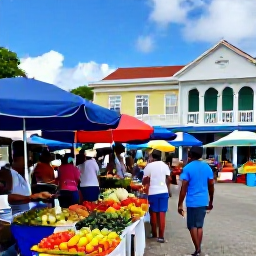 Caribbean Holidays, October Solo Holidays, A solo visitor exploring Kingstown market in Saint Vincent, colourful produce stalls, friendly local people and historic Caribbean buildings