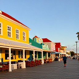 Caribbean Holidays, October Solo Holidays, Vibrant boardwalk in Philipsburg, Sint Maarten, with colourful shops, restaurants and a solo visitor enjoying the Caribbean afternoon