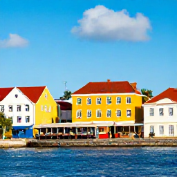 Caribbean Holidays, October Tours, A colourful cultural scene in Christiansted, St Croix, with historic Danish buildings, a waterfront promenade and local food stalls