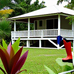 Caribbean Holidays, October Walking Holidays, A comfortable Saint Lucian guesthouse near tropical gardens, with walking boots drying after a day on the trail