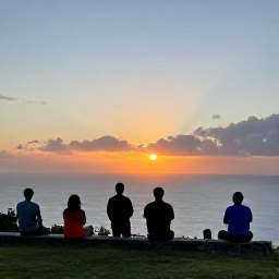 Caribbean Holidays, October Walking Holidays, A friendly group of walkers resting at a Caribbean viewpoint on Saint Kitts, looking towards the sea at sunset