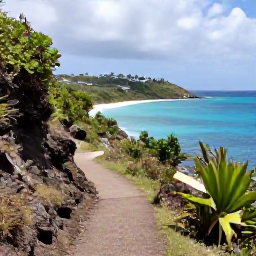 Caribbean Holidays, October Walking Holidays, A narrow island trail leading towards Colombier Beach on Saint Barth&eacute;lemy, with tropical vegetation, rocky slopes and sparkling Caribbean water