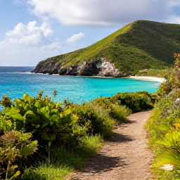 Caribbean Holidays, October Walking Holidays, A scenic coastal walking trail on Saint Barth&eacute;lemy in October, with turquoise sea, rocky headland and green hills under soft tropical sunshine