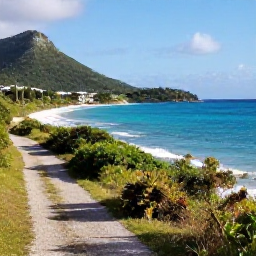 Caribbean Holidays, October Walking Holidays, A scenic coastal walking trail on St John in the United States Virgin Islands, with turquoise sea, green hills and warm October sunlight