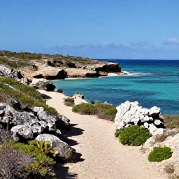 Caribbean Holidays, October Walking Holidays, A scenic walking trail along Cura&ccedil;ao&rsquo;s rugged northern coast in October sunshine, with turquoise sea, limestone rocks and low tropical vegetation