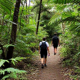 Caribbean Holidays, October Walking Holidays, Hikers walking through lush Saint Lucian rainforest on a clear, well-marked trail