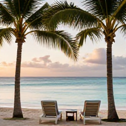 Caribbean Holidays, October Wellness, Relaxing tropical beach on Saint Martin in October, calm turquoise water, soft morning light, palm trees and a quiet wellness atmosphere