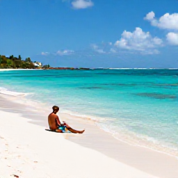 Caribbean Holidays, October Wine Tasting, Beautiful October beach scene at Anse des Flamands in Saint Barth&eacute;lemy, with clear water, white sand and a relaxed traveller