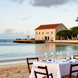 Caribbean Holidays, October Wine Tasting, Elegant wine tasting beside a quiet beach and historic stone building on St Croix