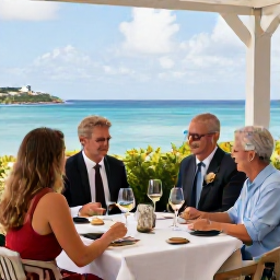Caribbean Holidays, October Wine Tasting, Elegant wine tasting on a sunny Saint Barth&eacute;lemy terrace overlooking the Caribbean Sea in October
