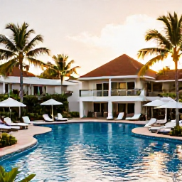 Caribbean Holidays, Puerto Rico Adults Only, Relaxed adults-only resort in Puerto Rico with an inviting pool, palm trees and warm afternoon sunlight