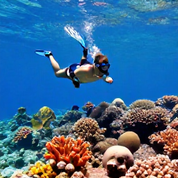 Caribbean Holidays, Puerto Rico Adventures, A snorkeller exploring clear Caribbean water above a colourful coral reef near Puerto Rico
