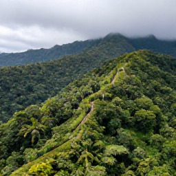 Caribbean Holidays, Puerto Rico Adventures, Aerial view of Puerto Rico&rsquo;s lush El Yunque rainforest, winding trails, tropical foliage and misty green mountains