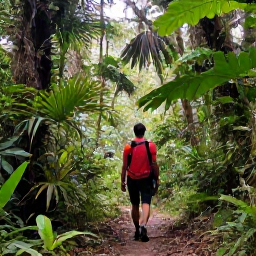 Caribbean Holidays, Puerto Rico Adventures, Travellers hiking beneath tropical trees in El Yunque National Forest, Puerto Rico