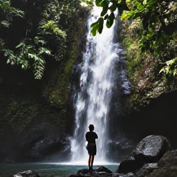 Caribbean Holidays, Puerto Rico Adventures, Travellers hiking through El Yunque National Forest beside a small waterfall and dense tropical foliage
