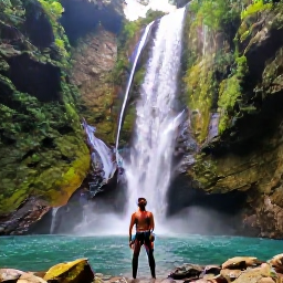 Caribbean Holidays, Puerto Rico Adventures, Visitors canyoning through a Puerto Rican river gorge with rock pools, waterfalls and green forested cliffs