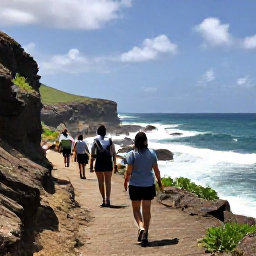 Caribbean Holidays, Puerto Rico Adventures, Visitors hiking along a dramatic coastal path with ocean views in Cabo Rojo, Puerto Rico
