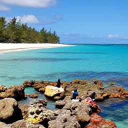 Caribbean Holidays, Puerto Rico Adventures, Visitors snorkelling over a colourful coral reef beside a quiet tropical beach in Puerto Rico