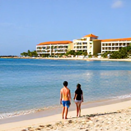 Caribbean Holidays, Puerto Rico All Inclusive, Family enjoying a safe sandy beach and calm shallow sea near a Puerto Rican all-inclusive resort