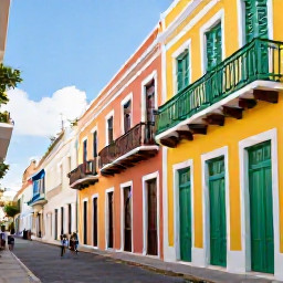 Caribbean Holidays, Puerto Rico April Holidays, Colourful streets of Old San Juan in April, with Spanish colonial buildings, bright doors, balconies and relaxed visitors exploring on foot