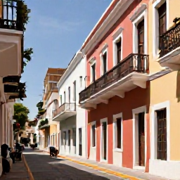 Caribbean Holidays, Puerto Rico August, Colourful streets and historic Spanish colonial buildings in Old San Juan, Puerto Rico, photographed in warm August sunshine
