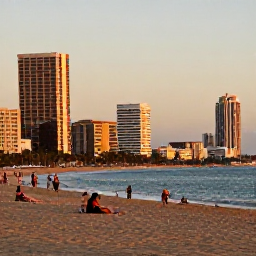 Caribbean Holidays, Puerto Rico August, Golden evening light over Condado Beach and the modern San Juan skyline, with travellers relaxing by the sea