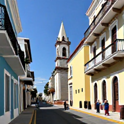 Caribbean Holidays, Puerto Rico August, Visitors exploring colourful colonial streets, balconies and historic churches in Old San Juan during a sunny August day
