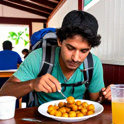 Caribbean Holidays, Puerto Rico Backpacking, A backpacker eating a plate of Puerto Rican mofongo at a friendly local restaurant in Ponce