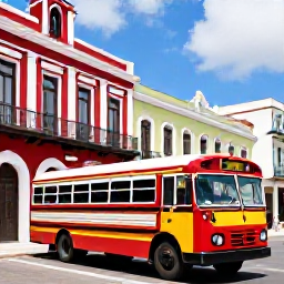 Caribbean Holidays, Puerto Rico Backpacking, Budget backpacker hostel, colourful local buses and street food stalls in San Juan, Puerto Rico