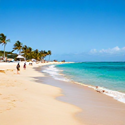 Caribbean Holidays, Puerto Rico Beaches, A sunny Puerto Rico beach in May with turquoise water, soft golden sand, palm trees and a few relaxed visitors