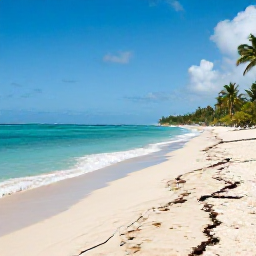 Caribbean Holidays, Puerto Rico Beaches, A wide tropical beach in Puerto Rico with turquoise water, pale sand, palm trees and a relaxed holiday atmosphere