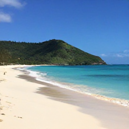 Caribbean Holidays, Puerto Rico Beaches, Flamenco Beach on Culebra, Puerto Rico, with brilliant blue water, white sand, green hills and a simple beach setting