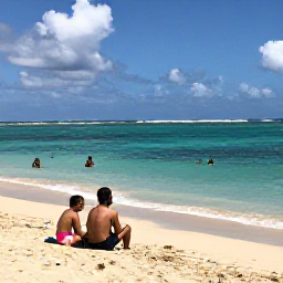 Caribbean Holidays, Puerto Rico Beaches, Relaxed travellers swimming and sunbathing on a beautiful Puerto Rico beach in January